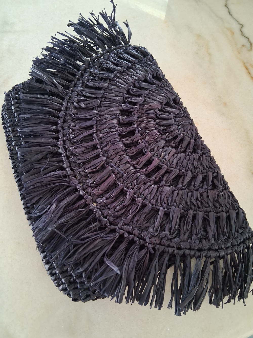 Mar Y Sol Rafia Fringe Clutch - Blue